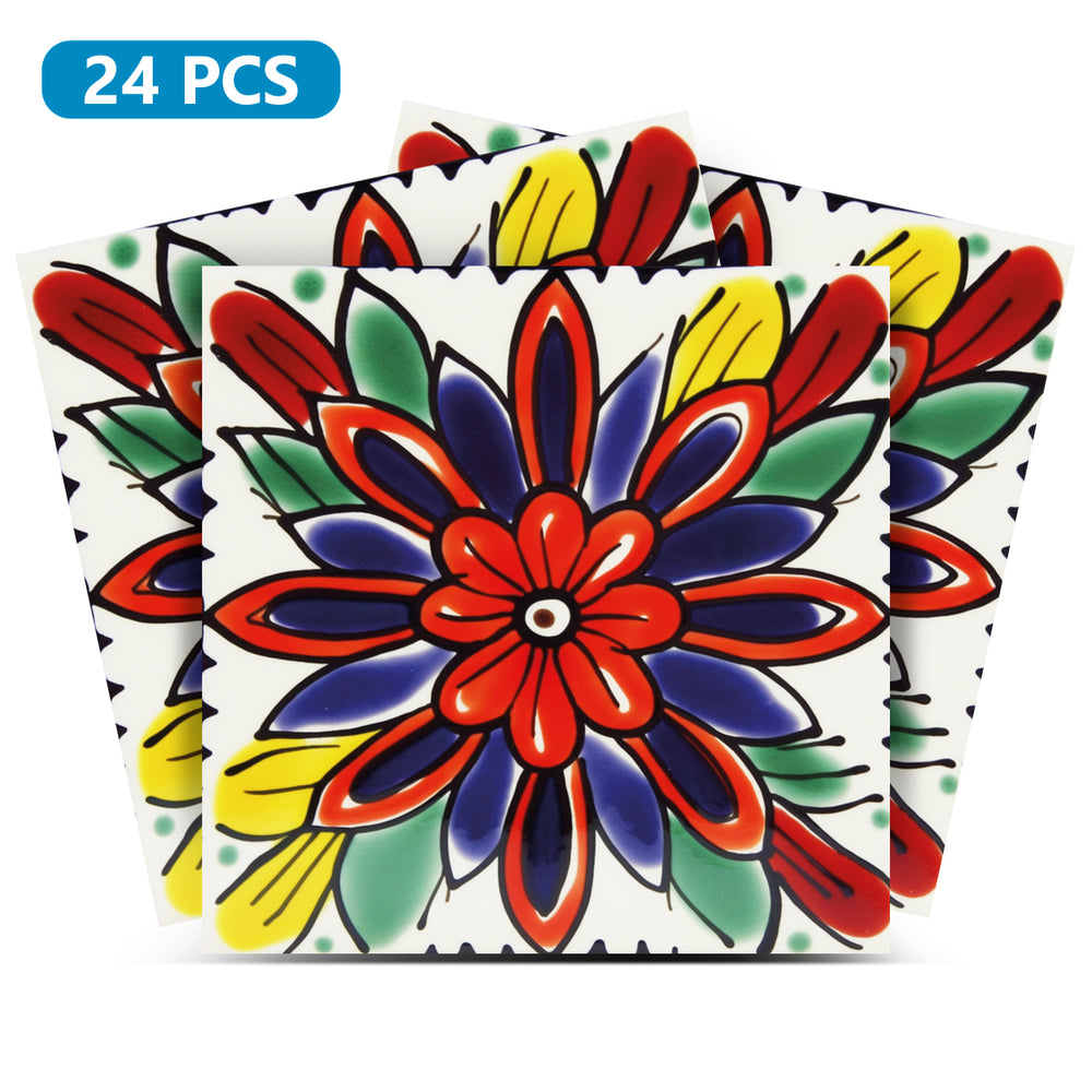 Floral Vintage Colorful backsplash Tile Stickers for kitchen renovation Model - C70