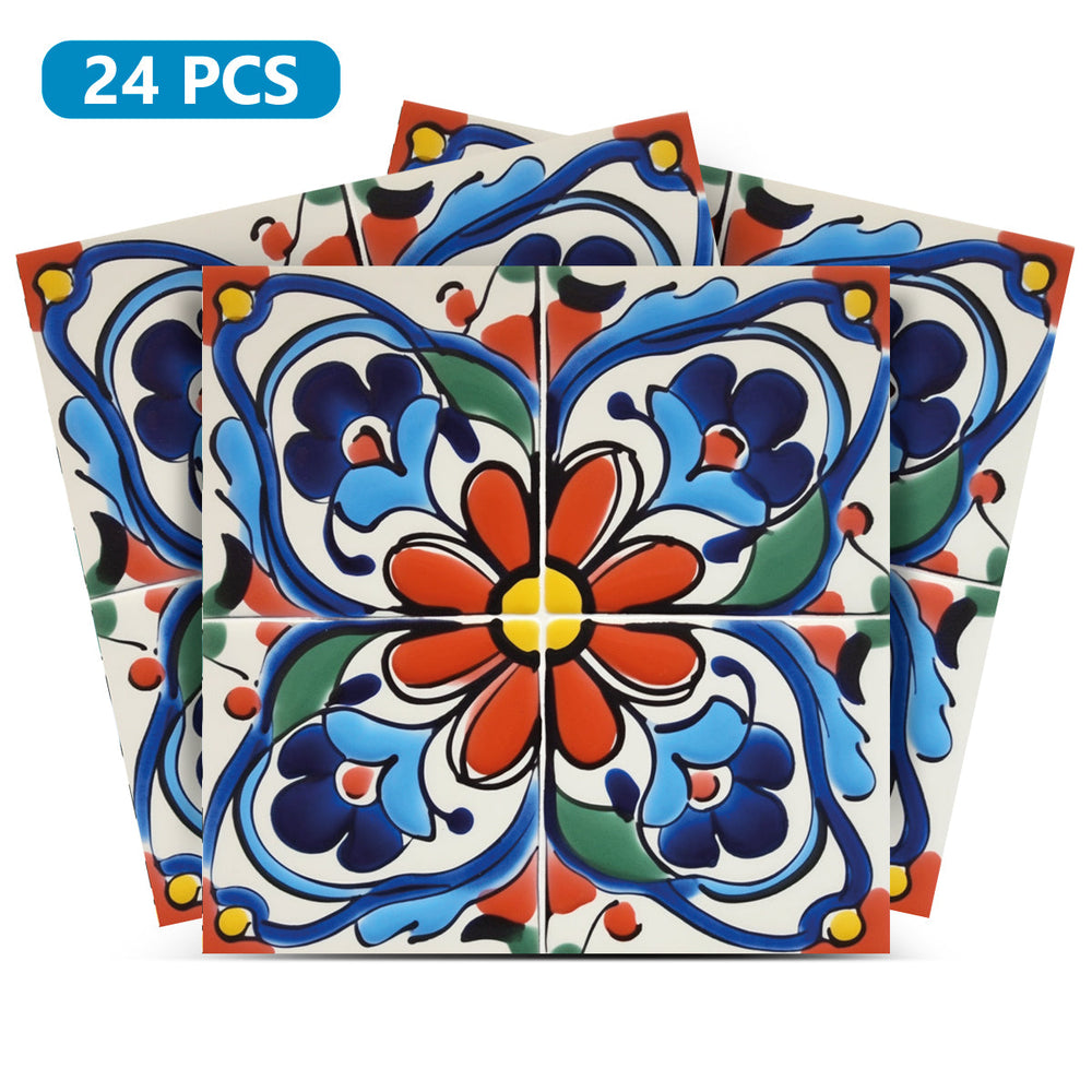 Colorful Retro Design flower style Tile Stickers for kitchen makeover Model - C73