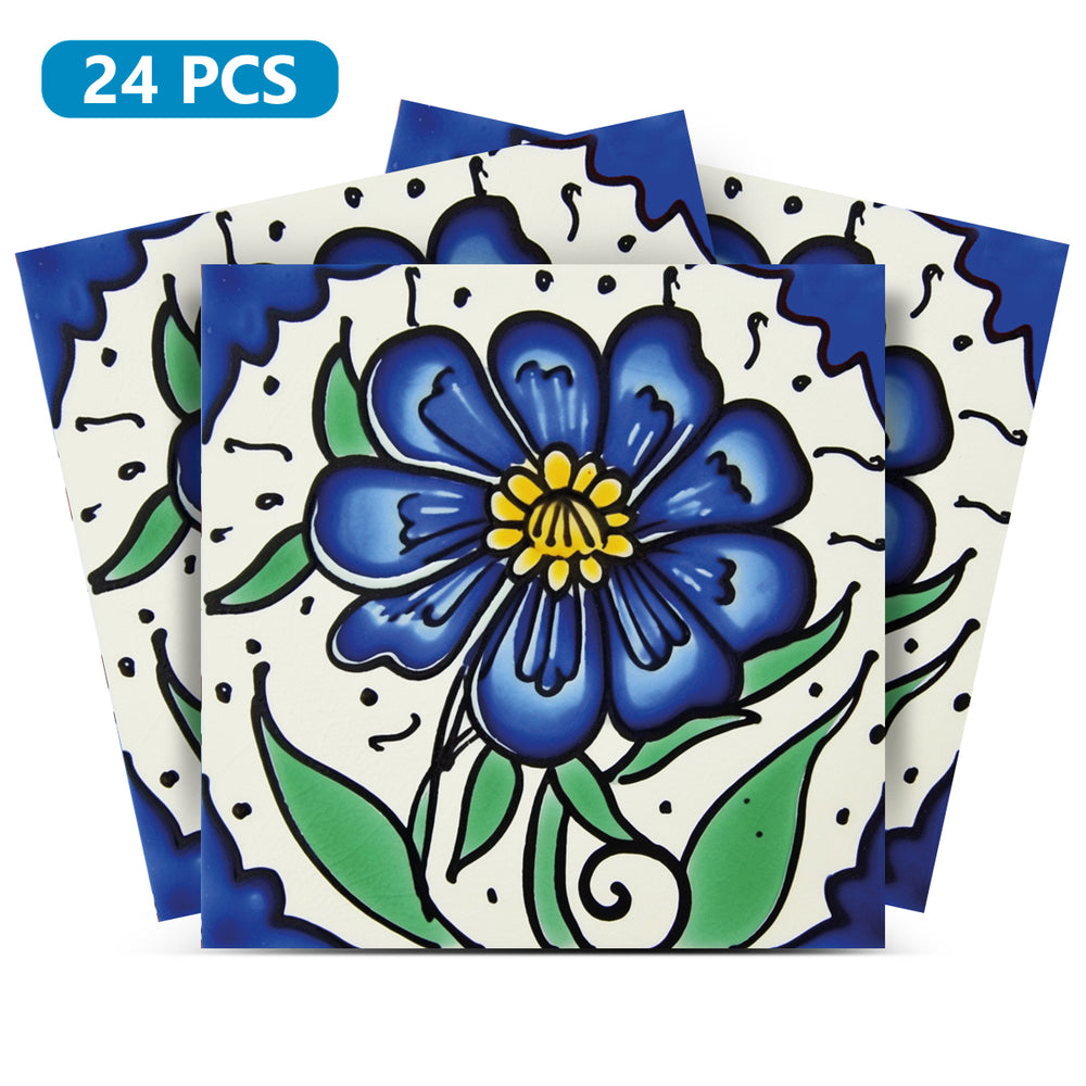 Blue flower design beautiful bathroom Tile Stickers easy to apply Model - C77
