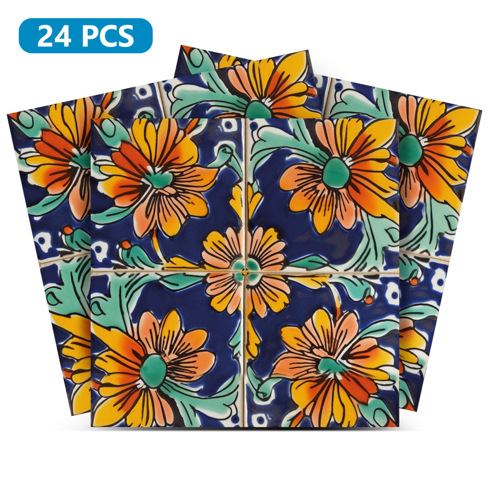 Colorful Retro Design Peel And Stick Floral Vintage design Tile Stickers Model - C81