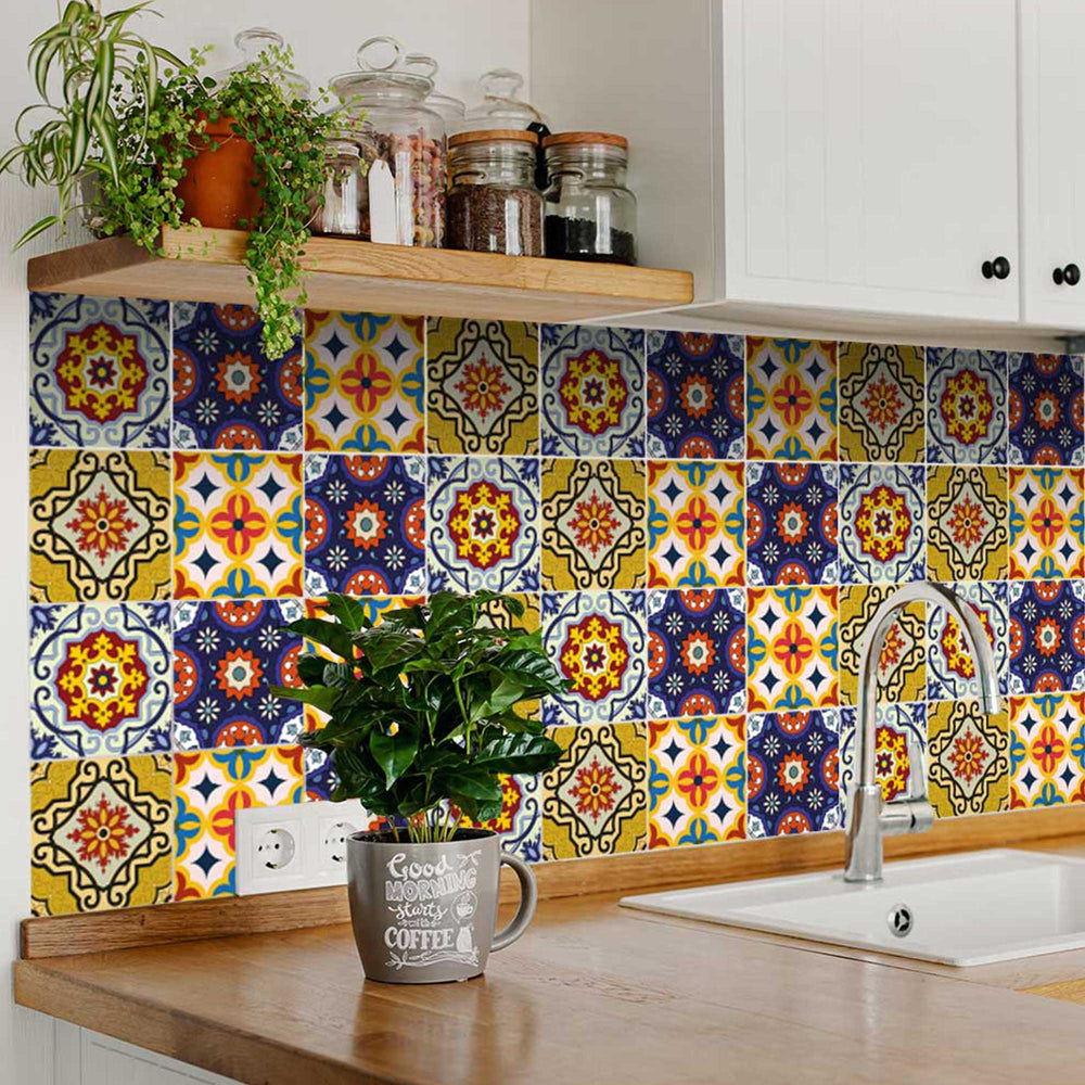 Mexican multiple pattern tile stickers Beautiful backsplash for home renovation Model - D10