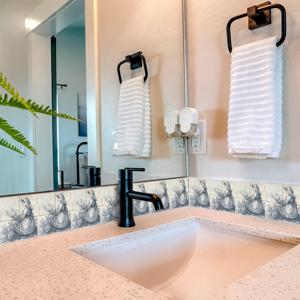 Delft design Vintage Gray Tile stickers for quick kitchen upgrade Model - D23