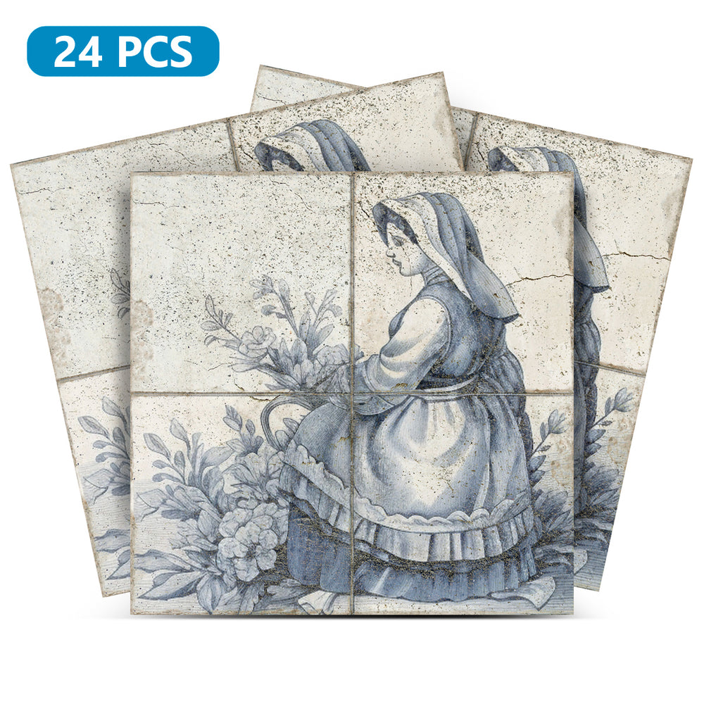 Delft design Vintage Gray Tile stickers for quick kitchen upgrade Model - D23