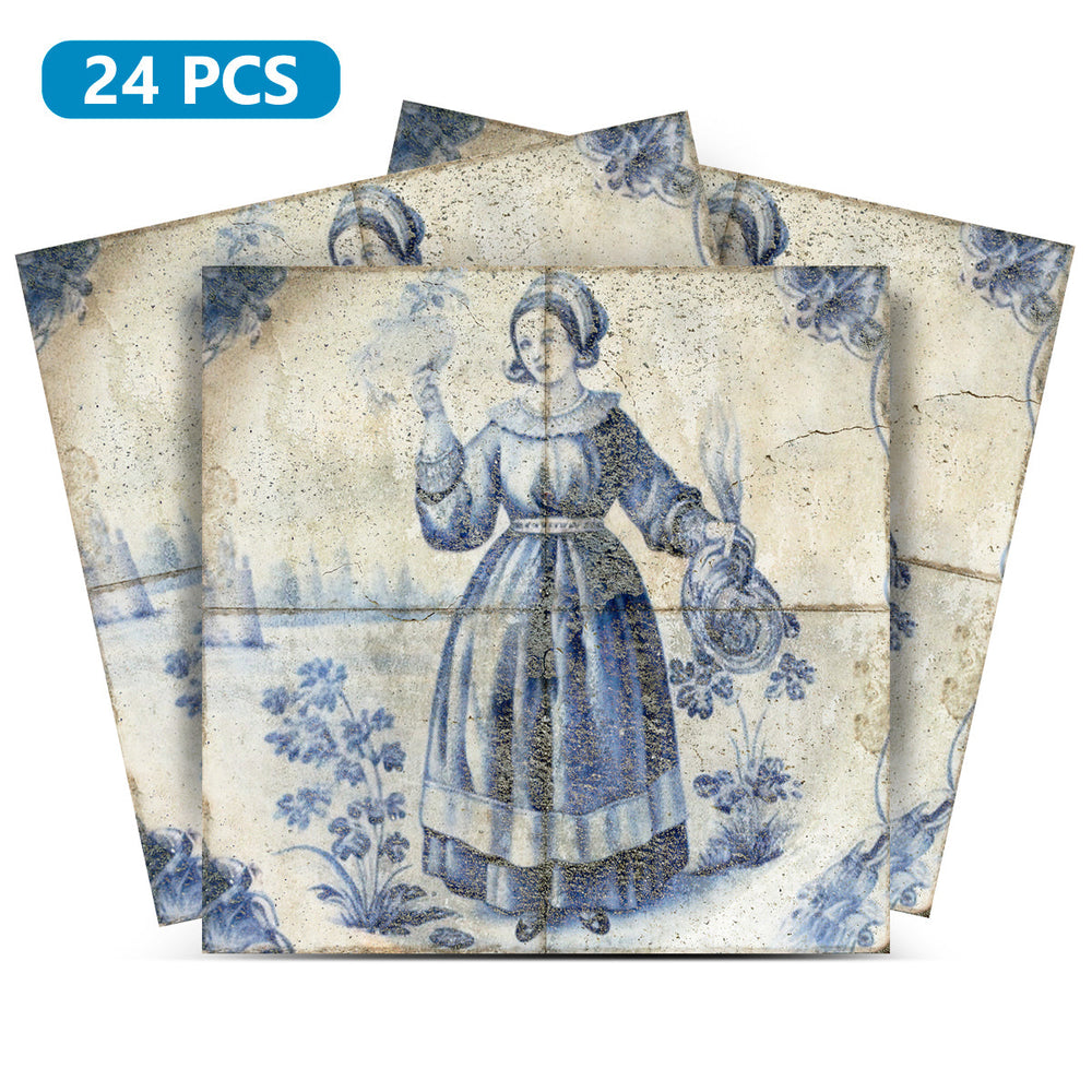 Vintage Delft Blue tile stickers easy to install decorative wall tiles Model - D25