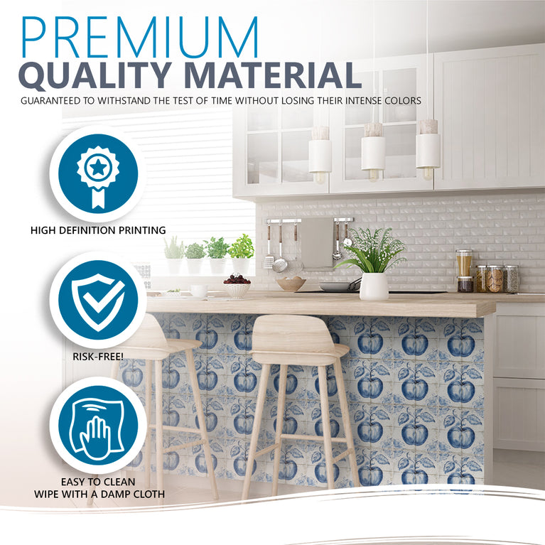 Blue Apple Delft Tiles Vintage design for kitchen renovation Model - D32