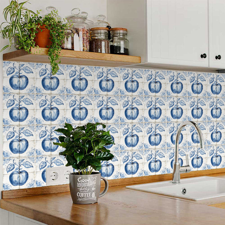 Blue Apple Delft Tiles Vintage design for kitchen renovation Model - D32