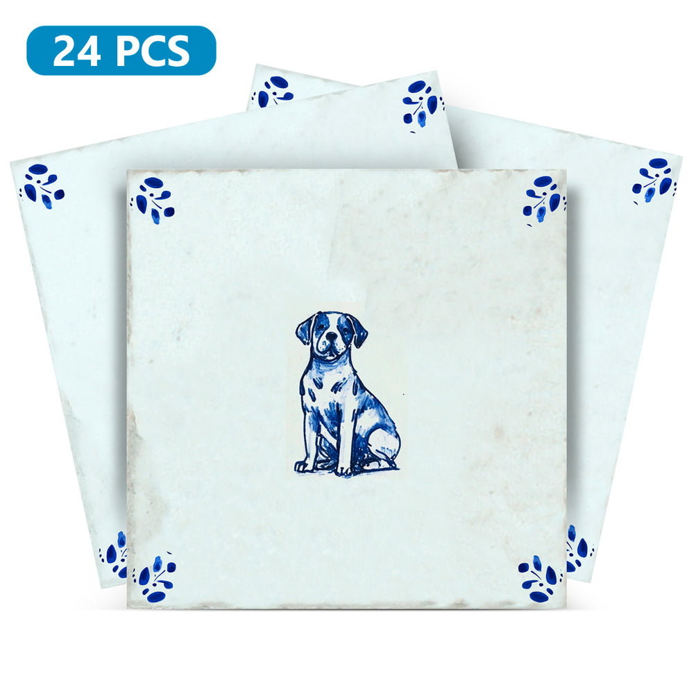 Dog Delft Vintage Design Peel And Stick Tile Stickers delft fireplace surround Kitchen Tile Trends - D62