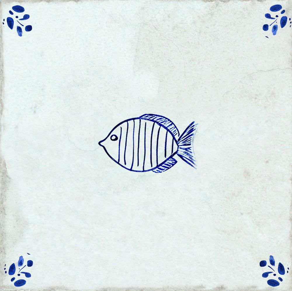 Fish Delft Vintage Blue Design Peel And Stick Tile Stickers delft fireplace surround Kitchen Tile Trends - D63