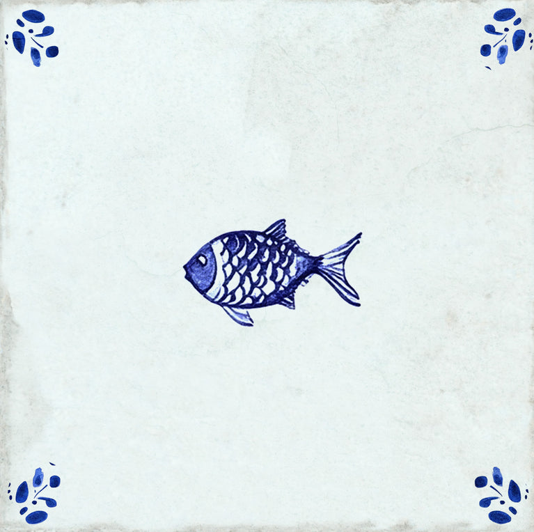 Fish Delft Vintage Blue Design Peel And Stick Tile Stickers delft fireplace surround Kitchen Tile Trends - D64