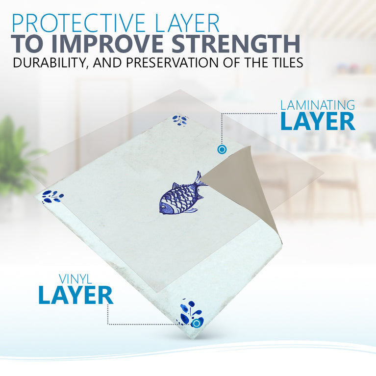 Fish Delft Vintage Blue Design Peel And Stick Tile Stickers delft fireplace surround Kitchen Tile Trends - D64