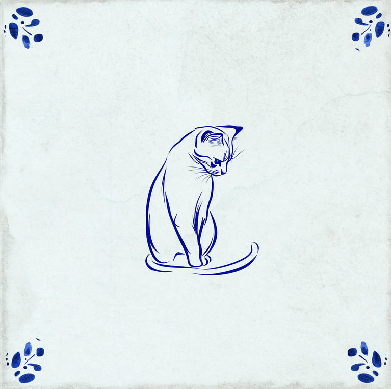Cat Delft Vintage Blue Design Peel And Stick Tile Stickers delft fireplace surround Kitchen Tile Trends - D65
