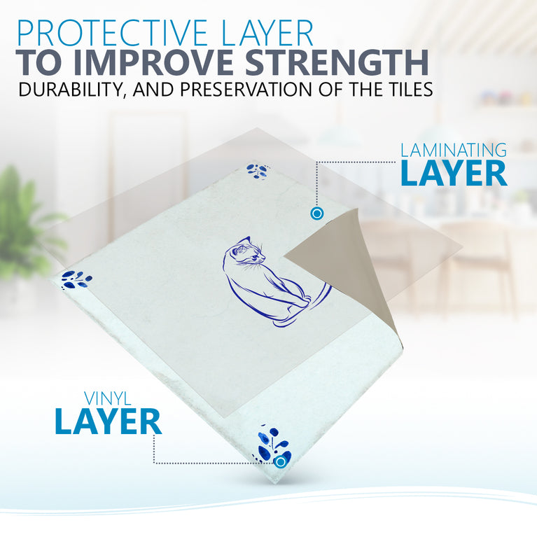 Cat Delft Vintage Blue Design Peel And Stick Tile Stickers delft fireplace surround Kitchen Tile Trends - D65