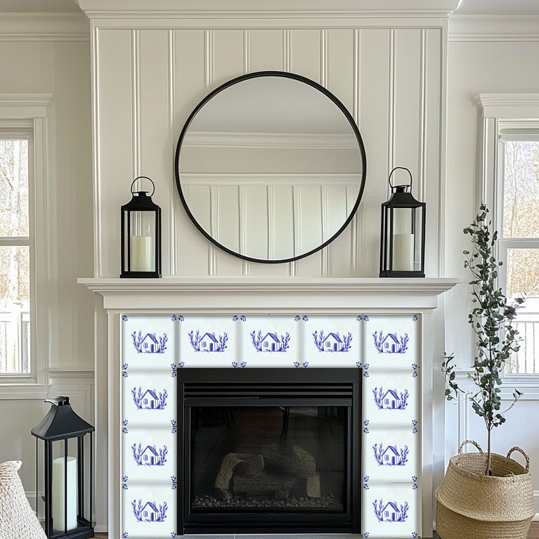 House Delft Vintage Blue Design Peel And Stick Tile Stickers delft fireplace surround Kitchen Tile Trends - D67