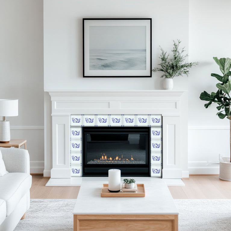 House Delft Vintage Blue Design Peel And Stick Tile Stickers delft fireplace surround Kitchen Tile Trends - D67