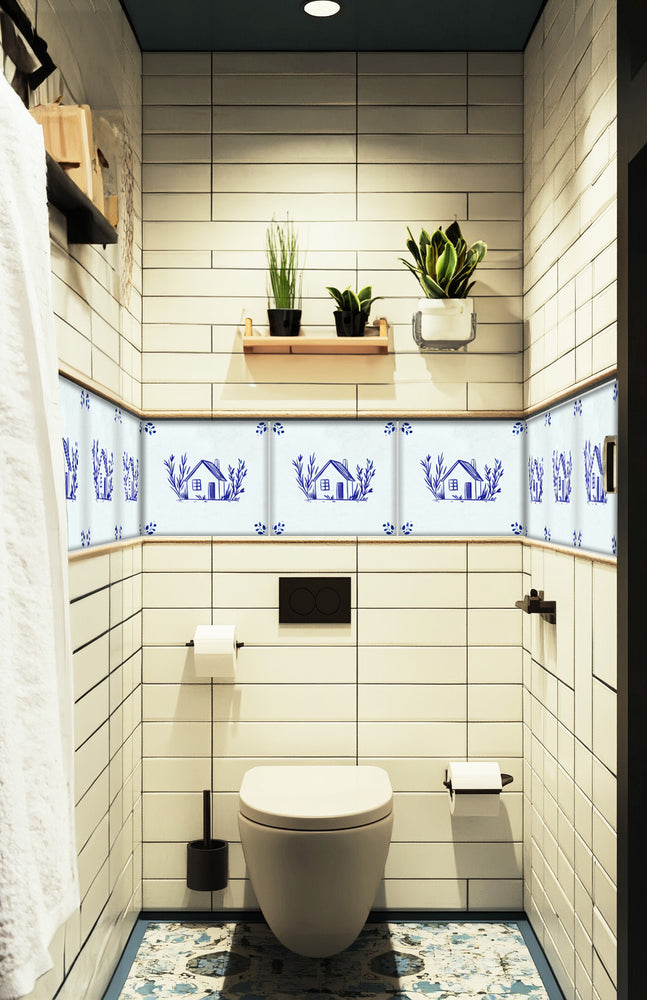 House Delft Vintage Blue Design Peel And Stick Tile Stickers delft fireplace surround Kitchen Tile Trends - D67