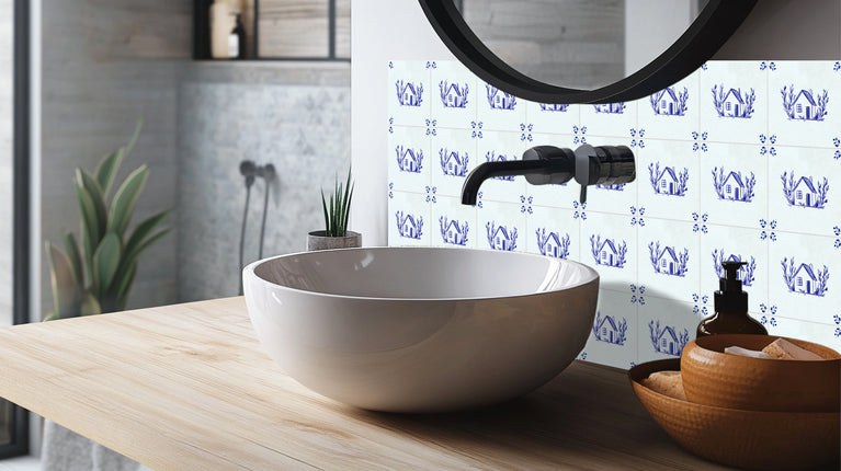 House Delft Vintage Blue Design Peel And Stick Tile Stickers delft fireplace surround Kitchen Tile Trends - D67