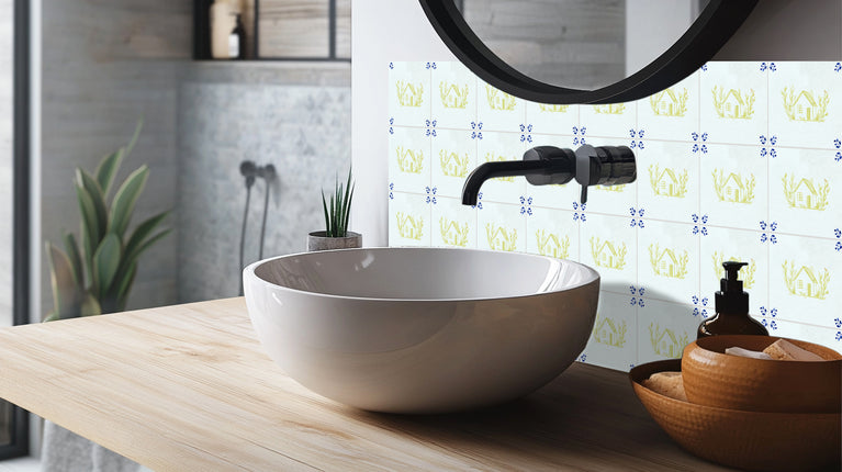 House Delft Vintage Yellow Design Peel And Stick Tile Stickers delft fireplace surround Kitchen Tile Trends - D68