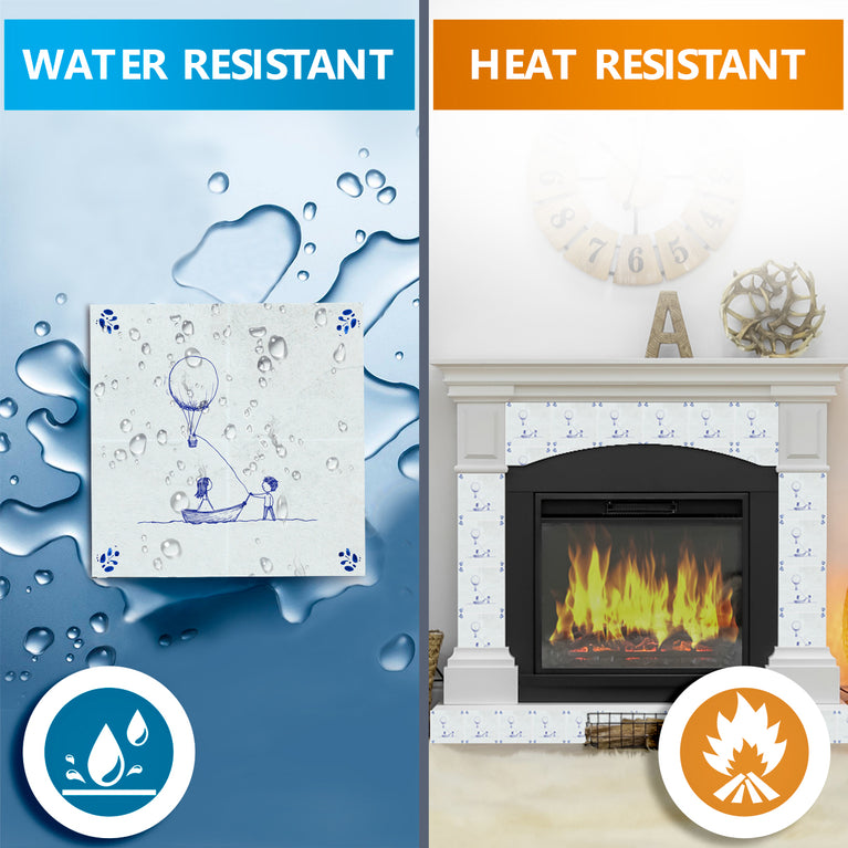 Boat Kids Delft Vintage Blue Design Peel And Stick Tile Stickers delft fireplace surround Kitchen Tile Trends - D69