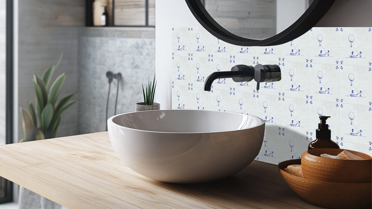 Boat Kids Delft Vintage Blue Design Peel And Stick Tile Stickers delft fireplace surround Kitchen Tile Trends - D69