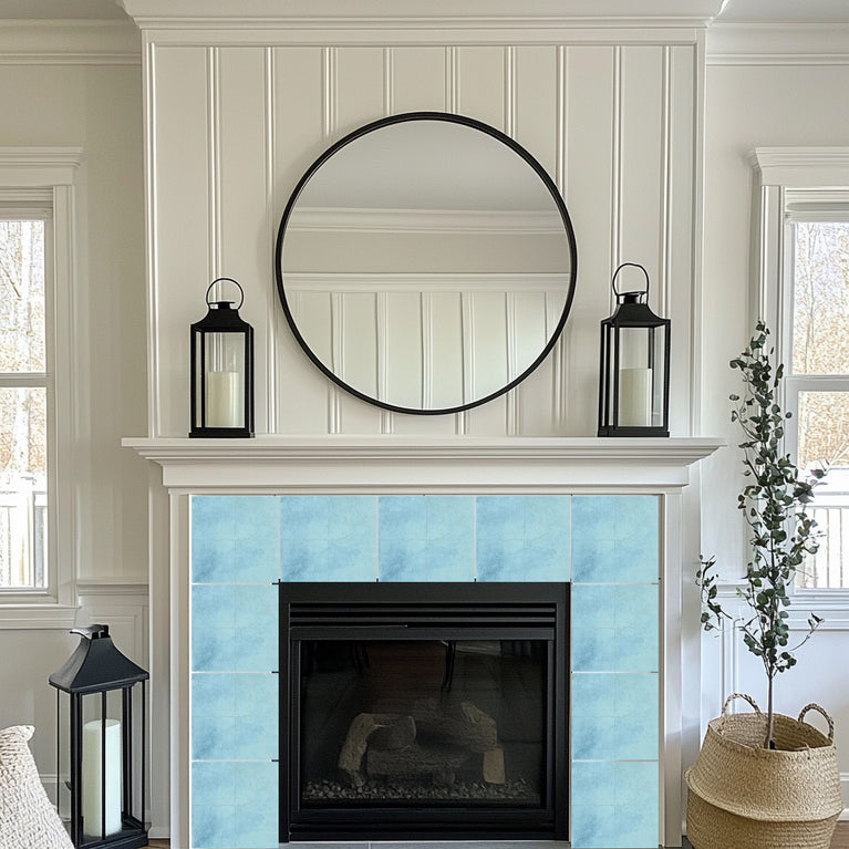 Cyan Blue Solid Peel And Stick Tile Stickers Backsplash surround Kitchen Tile Trends - D74