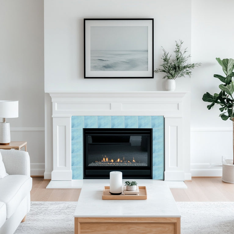 Cyan Blue Solid Peel And Stick Tile Stickers Backsplash surround Kitchen Tile Trends - D74