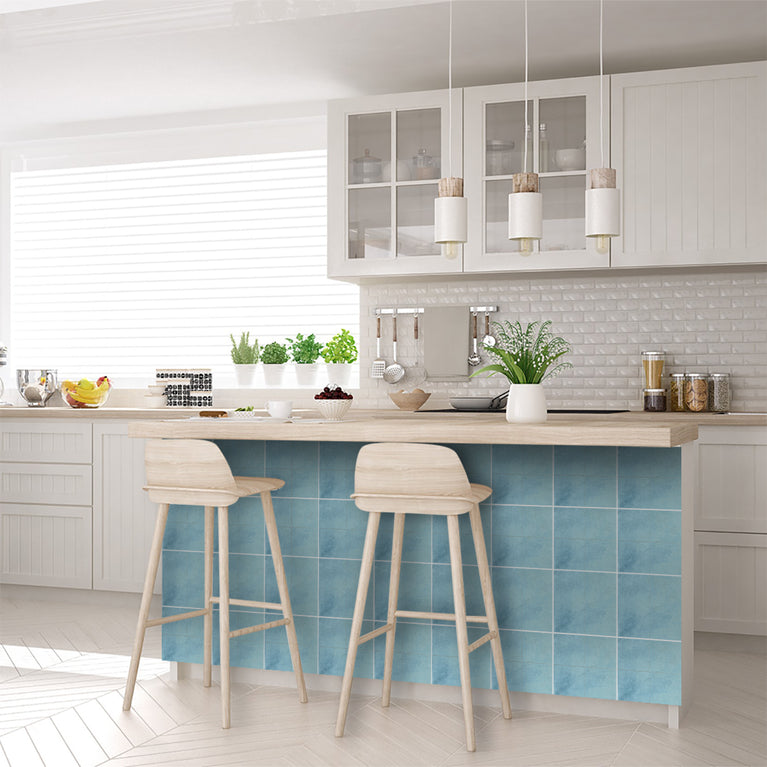 Cyan Blue Solid Peel And Stick Tile Stickers Backsplash surround Kitchen Tile Trends - D74