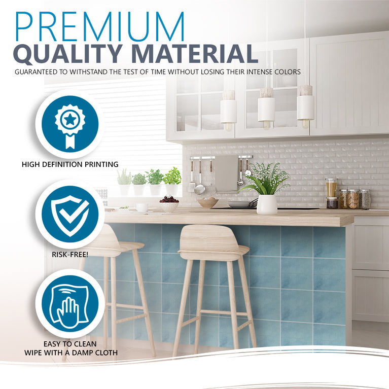 Cyan Blue Solid Peel And Stick Tile Stickers Backsplash surround Kitchen Tile Trends - D74