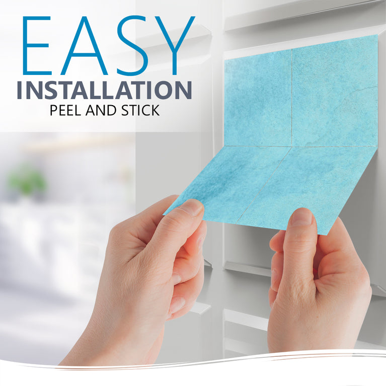 Cyan Blue Solid Peel And Stick Tile Stickers Backsplash surround Kitchen Tile Trends - D74