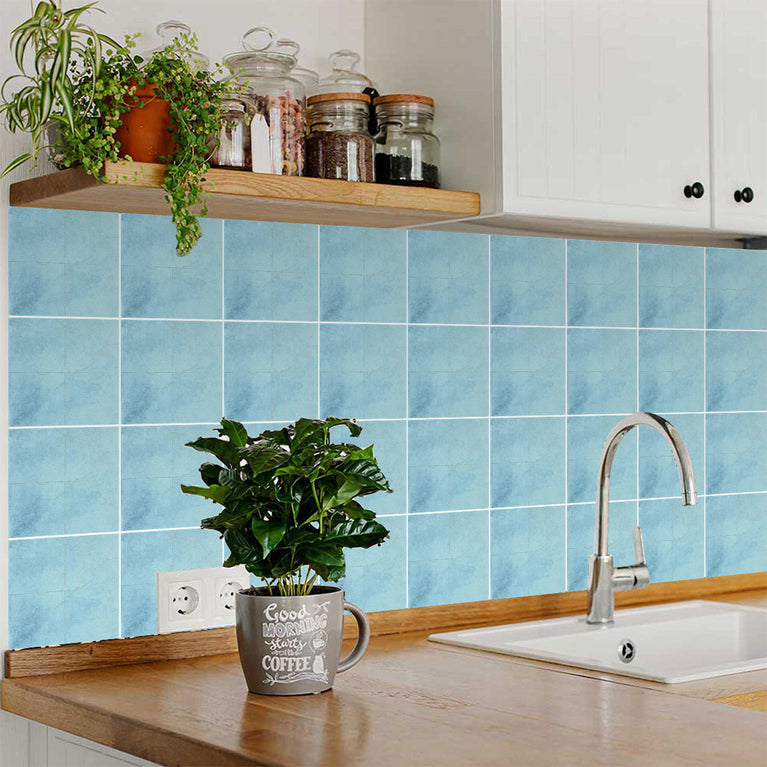 Cyan Blue Solid Peel And Stick Tile Stickers Backsplash surround Kitchen Tile Trends - D74