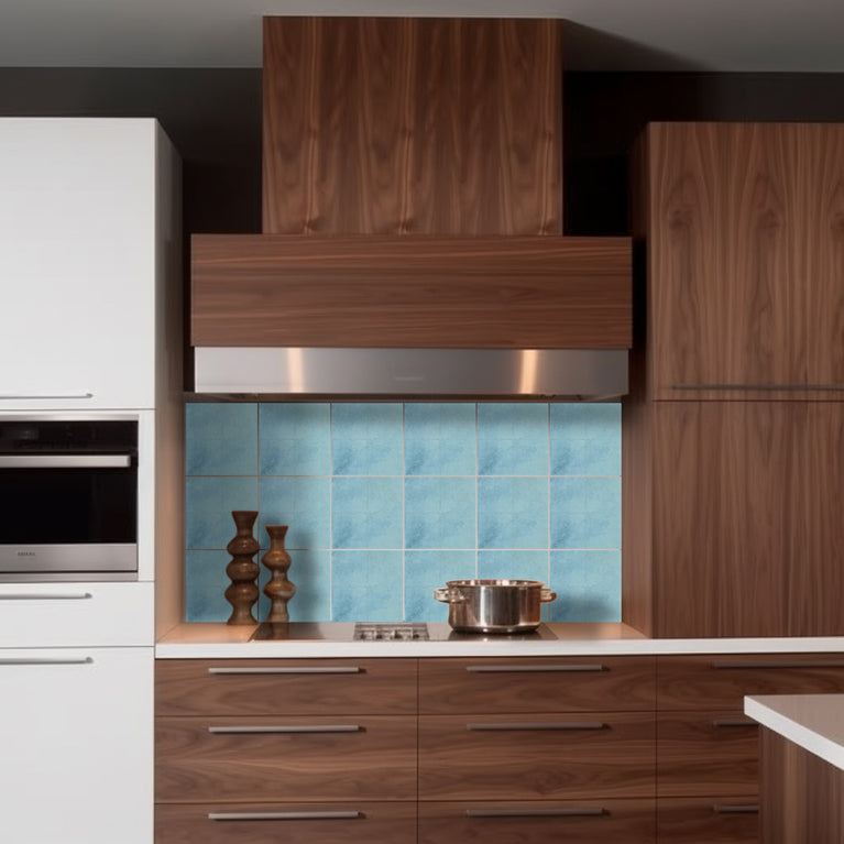 Cyan Blue Solid Peel And Stick Tile Stickers Backsplash surround Kitchen Tile Trends - D74