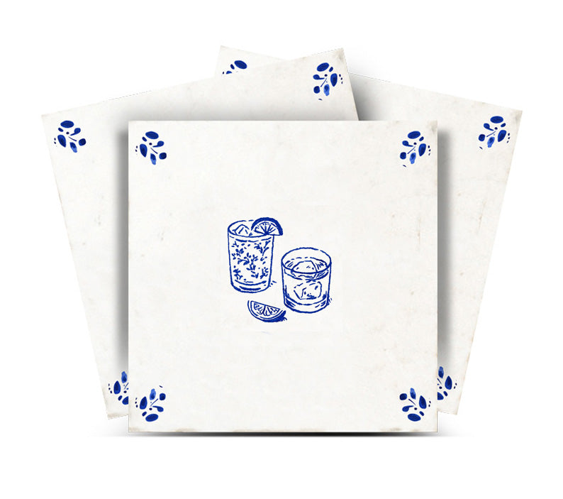 Delft tile Vintage blue Cocktail Glasses Peel And Stick Tile Stickers delft tile fireplace surround Kitchen Tile Trends Delft blue Model - D95