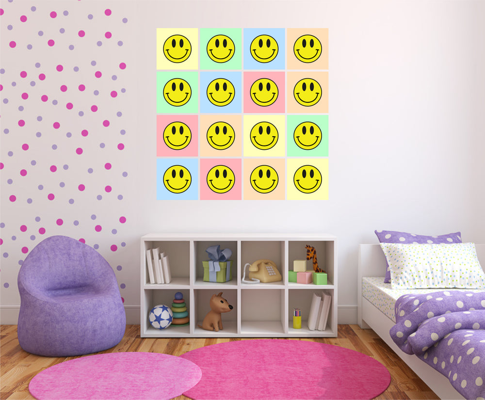 Colorful smiley face pattern Peel and Stick for wall decoration Tile Stickers Model - E1