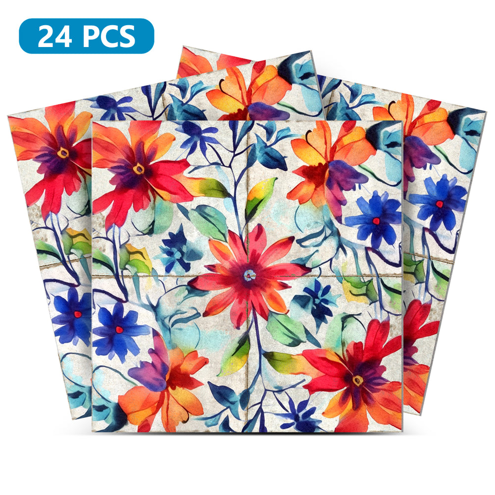 Floral Vintage Colorful Tile Stickers floor durable for home renovation Model - F1