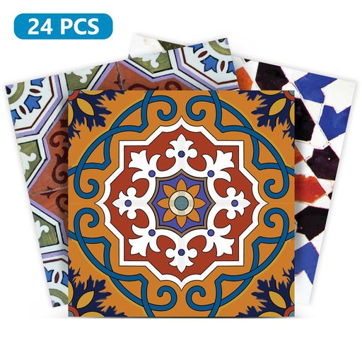 Mix multiple color and pattern vintage style Tile Stickers Model - AB2