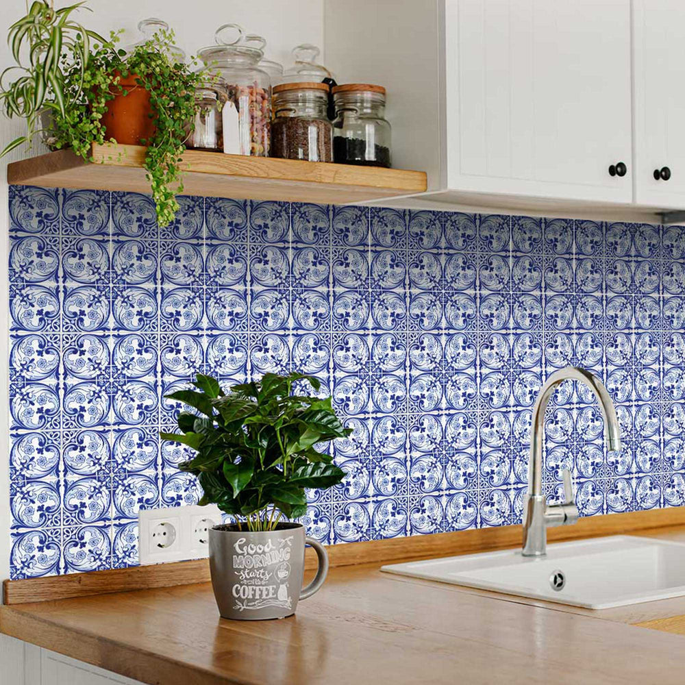 Blue and White beautiful backsplash Spanish for bathroom design Tiles Model - H13