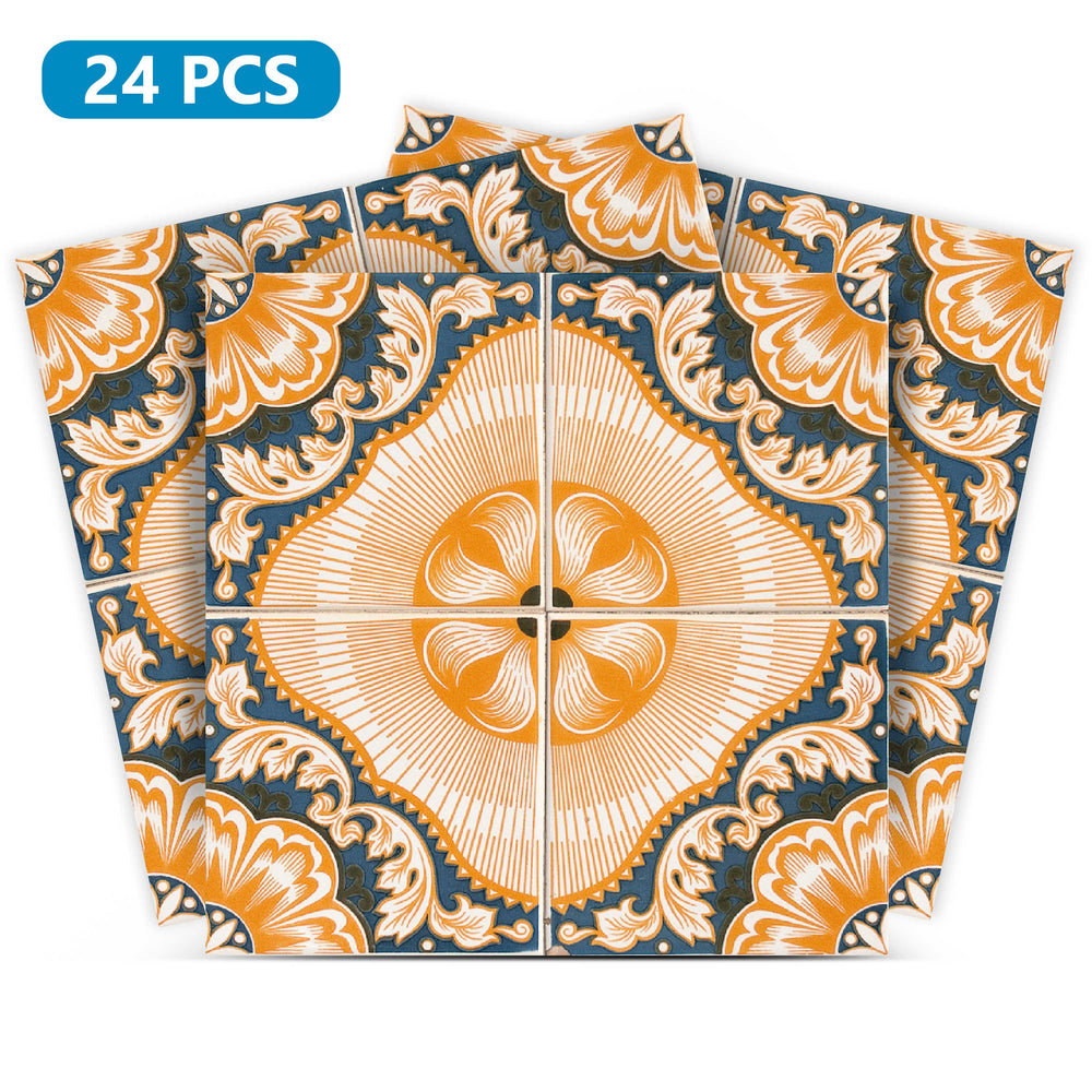 Orange Spanish backsplash Easy-to-Install Peel and stick tile stickers Model - H1