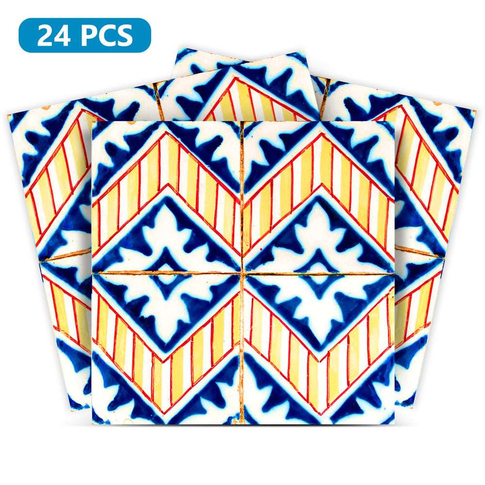 Pattern Blue and Yellow Peel and Stick Tile Stickers for home décor Model - H25