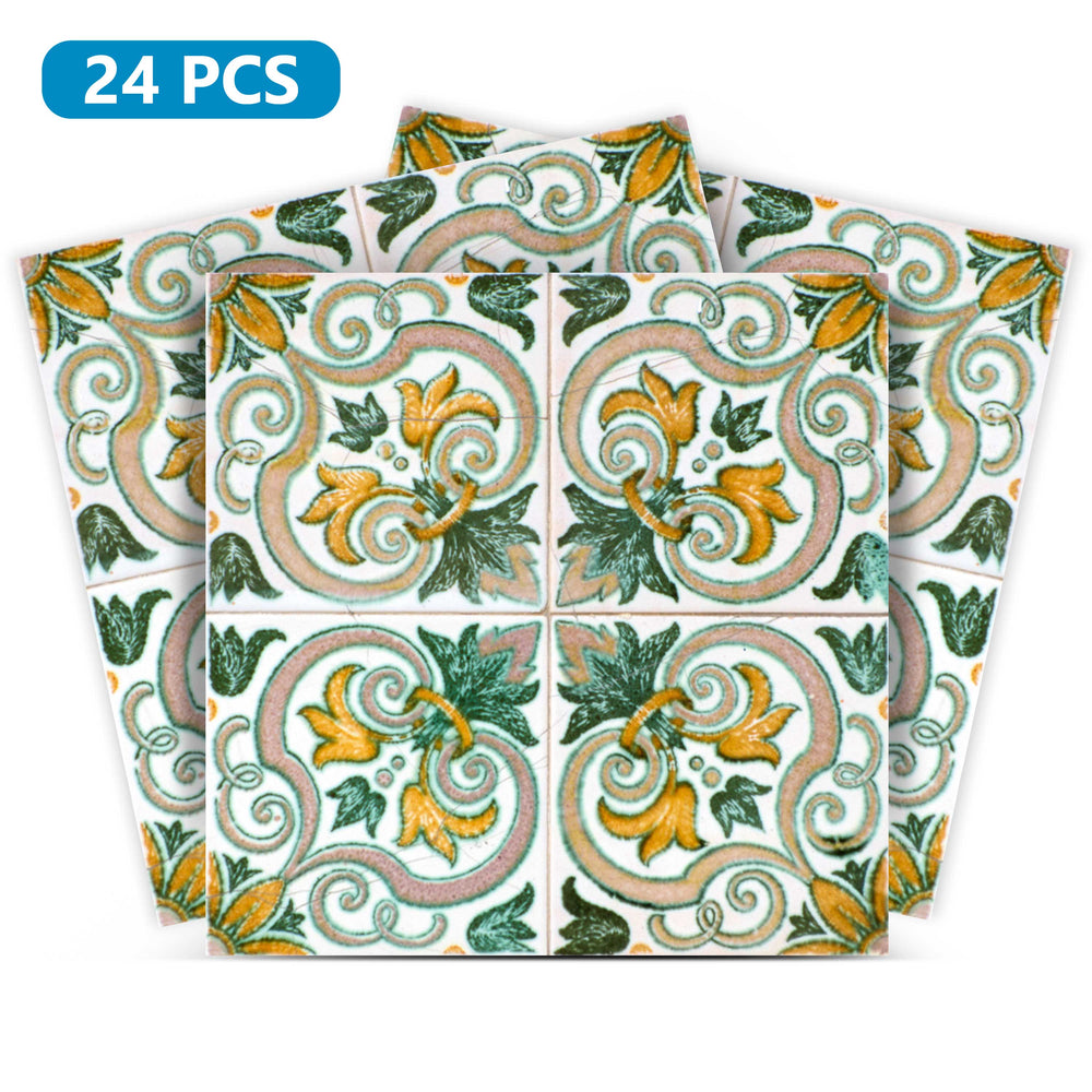 Green backsplash Vintage Spanish easy to install tile stickers Model - H26
