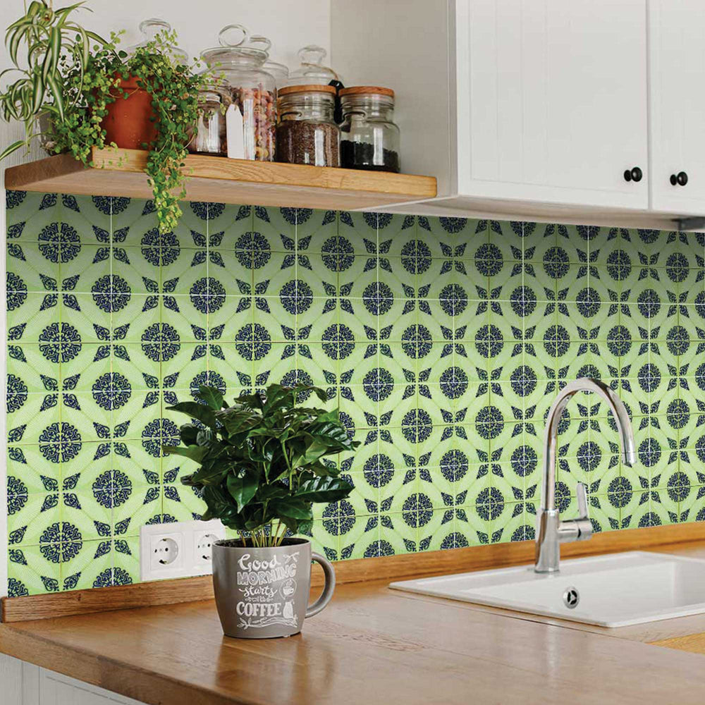 Green bright backsplash kitchen tiles renovation peel and stick Tile Stickers Model - H27