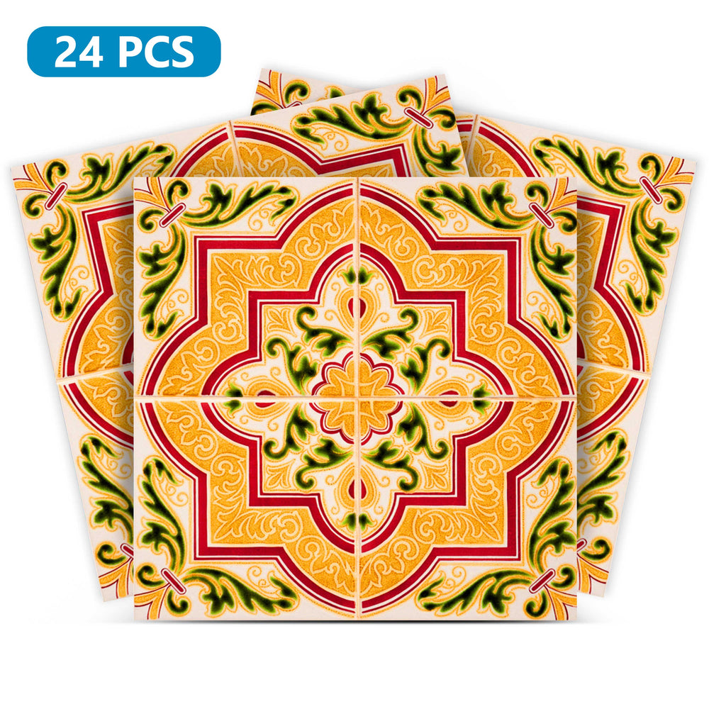 Trendy Tile Stickers Orange backsplash removable for renters Model - H28