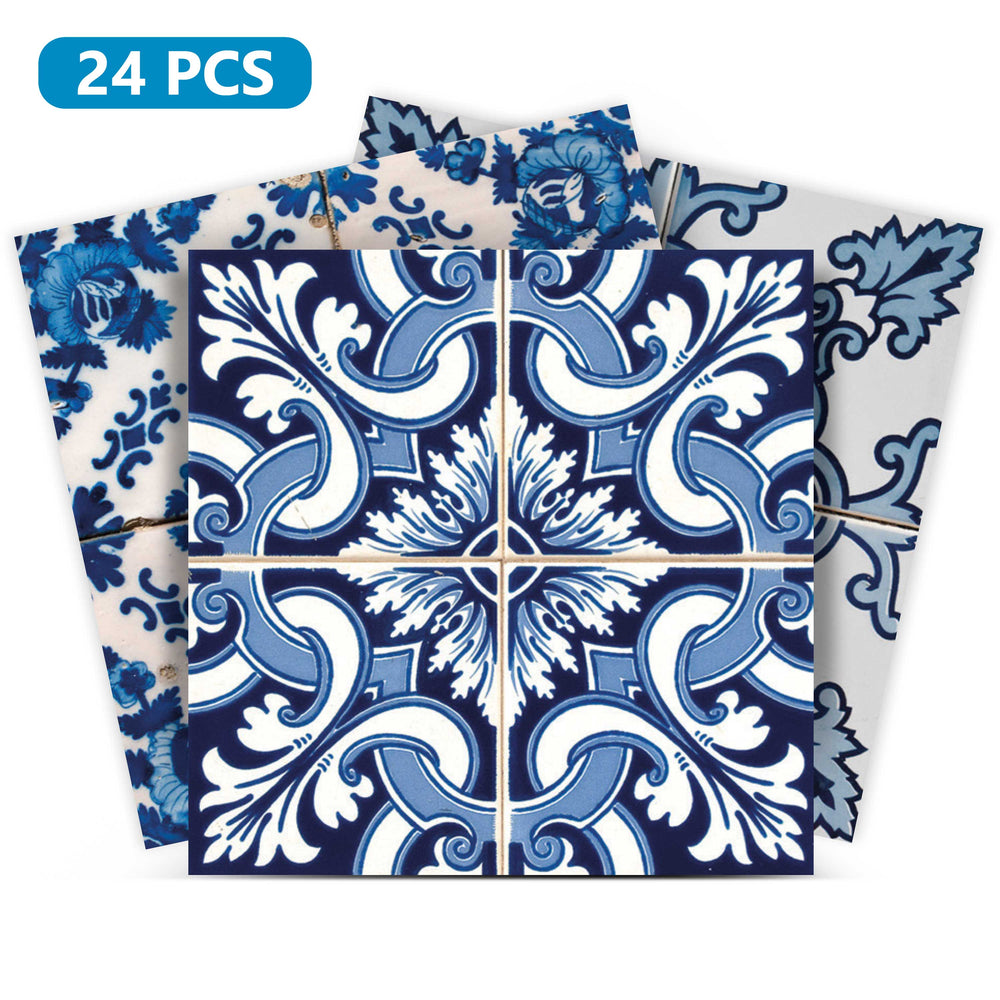 Three different Blue Spanish patterns for bathroom tiles Renovations Model - H302