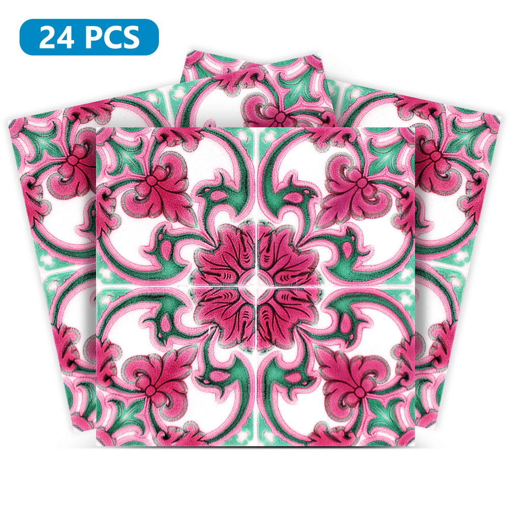 Bright Pink Tile Stickers Beautiful pattern for home renovation Model - H36