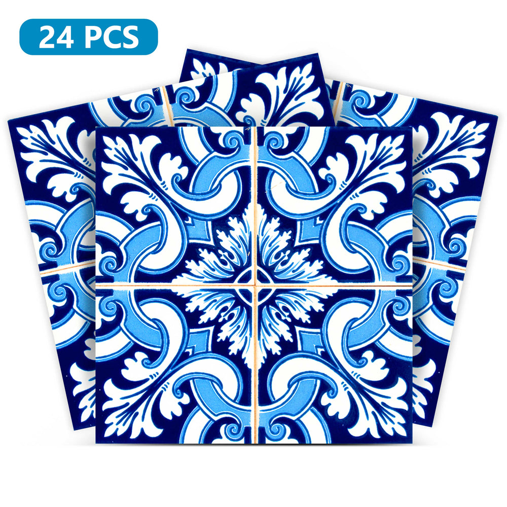 Tile Stickers in shades of Blue pattern removable Renters friendly DIY Model - H37