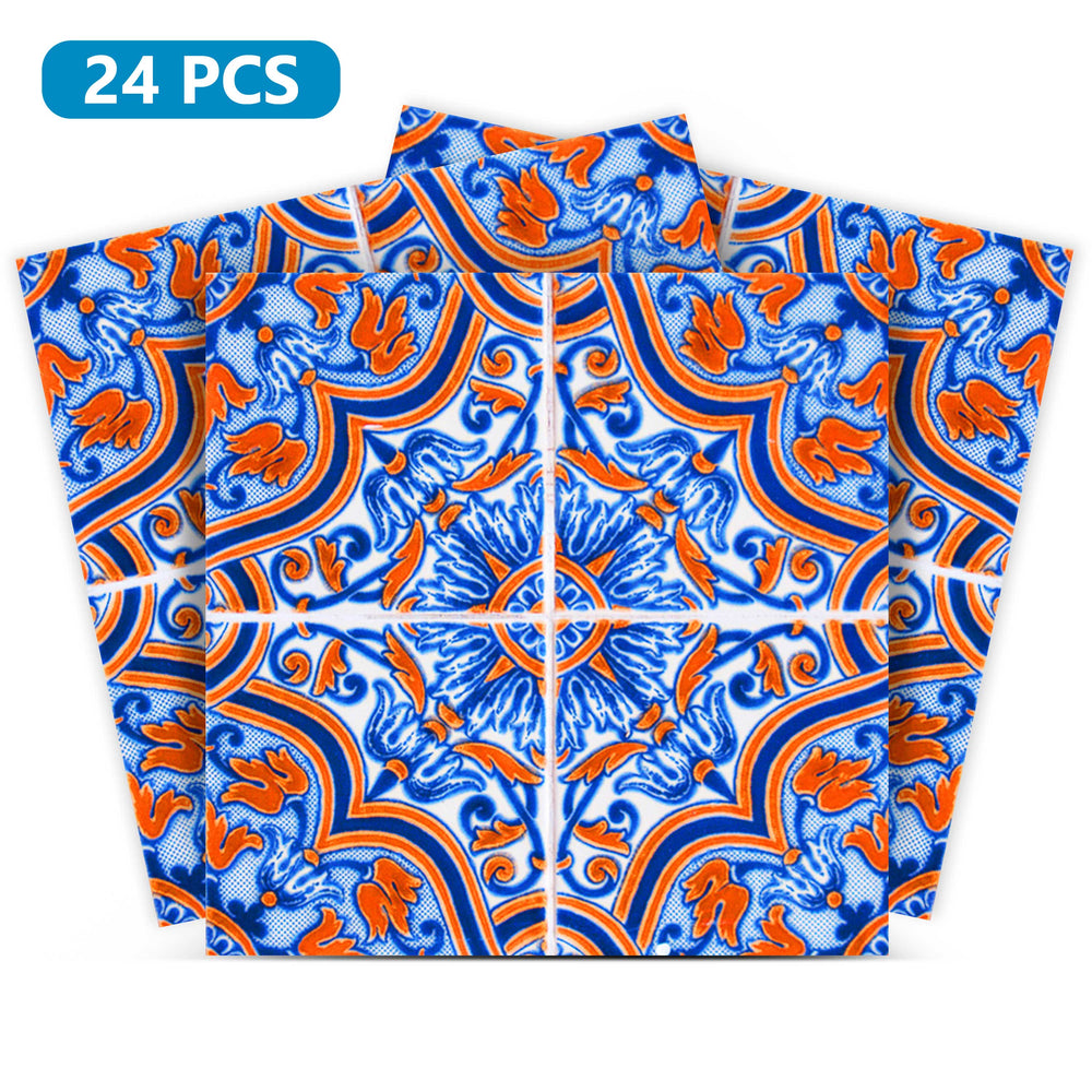 Blue and Red backsplash for home décor kitchen renovation Tile Stickers Model - H38