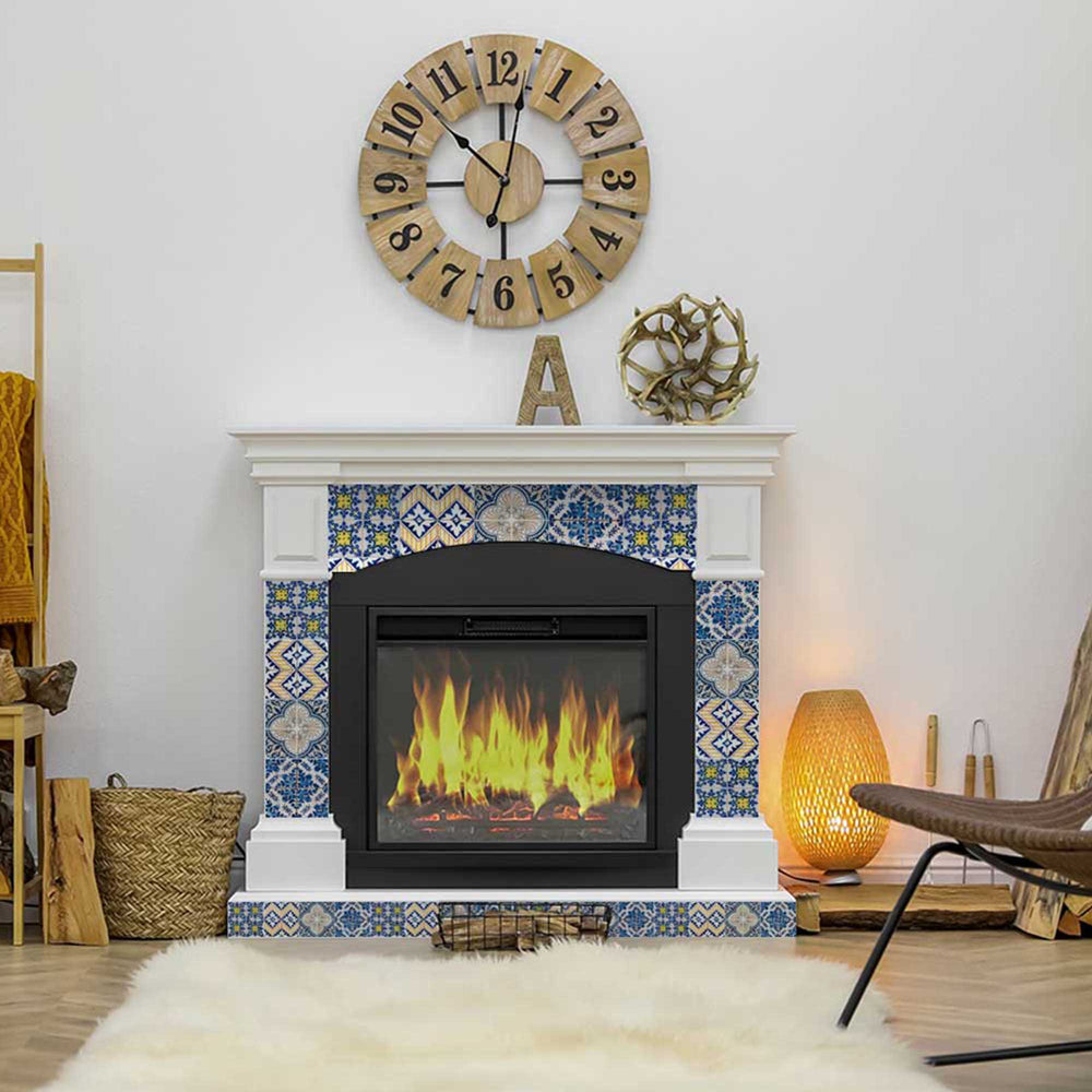 Blue and Yellow backsplash for kitchen décor do it yourself Tile Stickers Model - H406