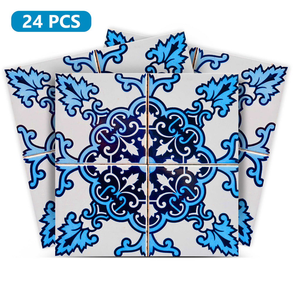 Peel and Stick Tile Stickers Blue and White for bathroom design Model - H41