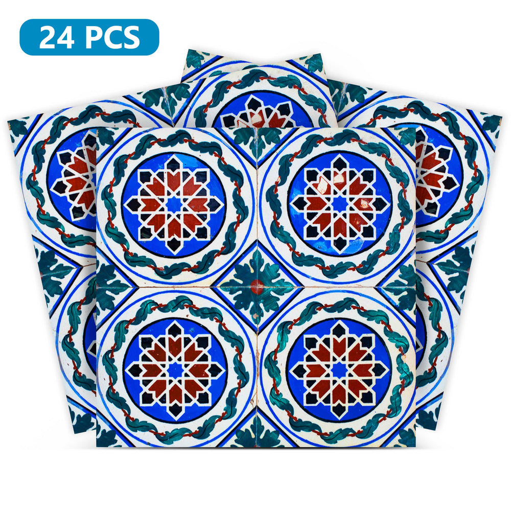 Blue backsplash for bathroom design peel and stick Tile Stickers Model - H4