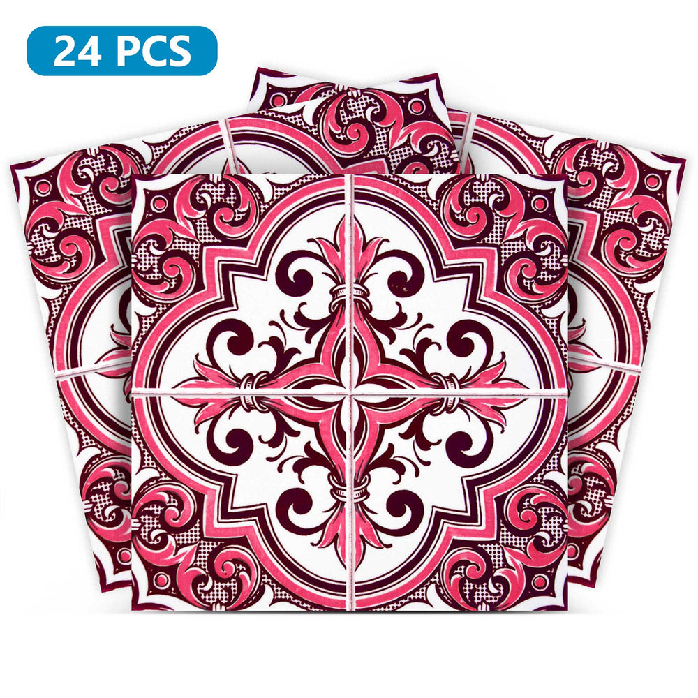 Pink and White Easy-to-Install Peel and stick Tiles removable for renters Model - H52