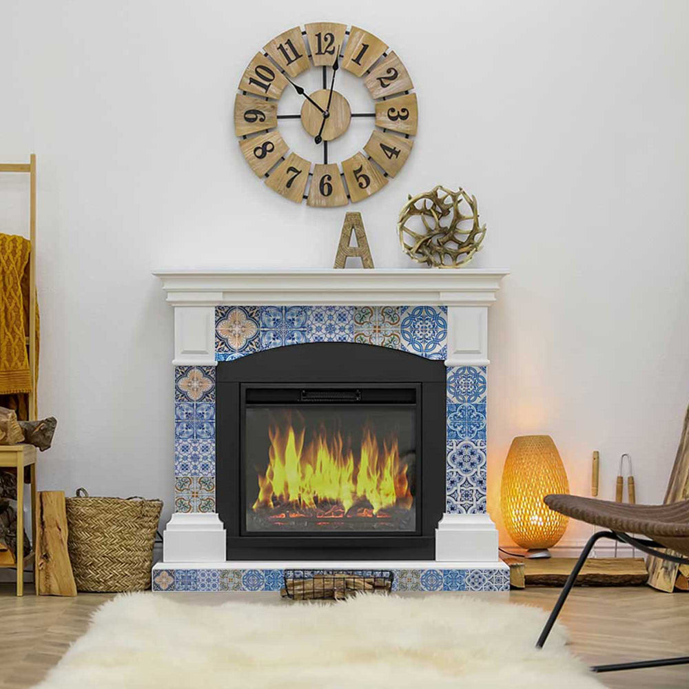 Orange and Blue Tile Stickers multiple patterns vintage Blue backsplash Model - H801