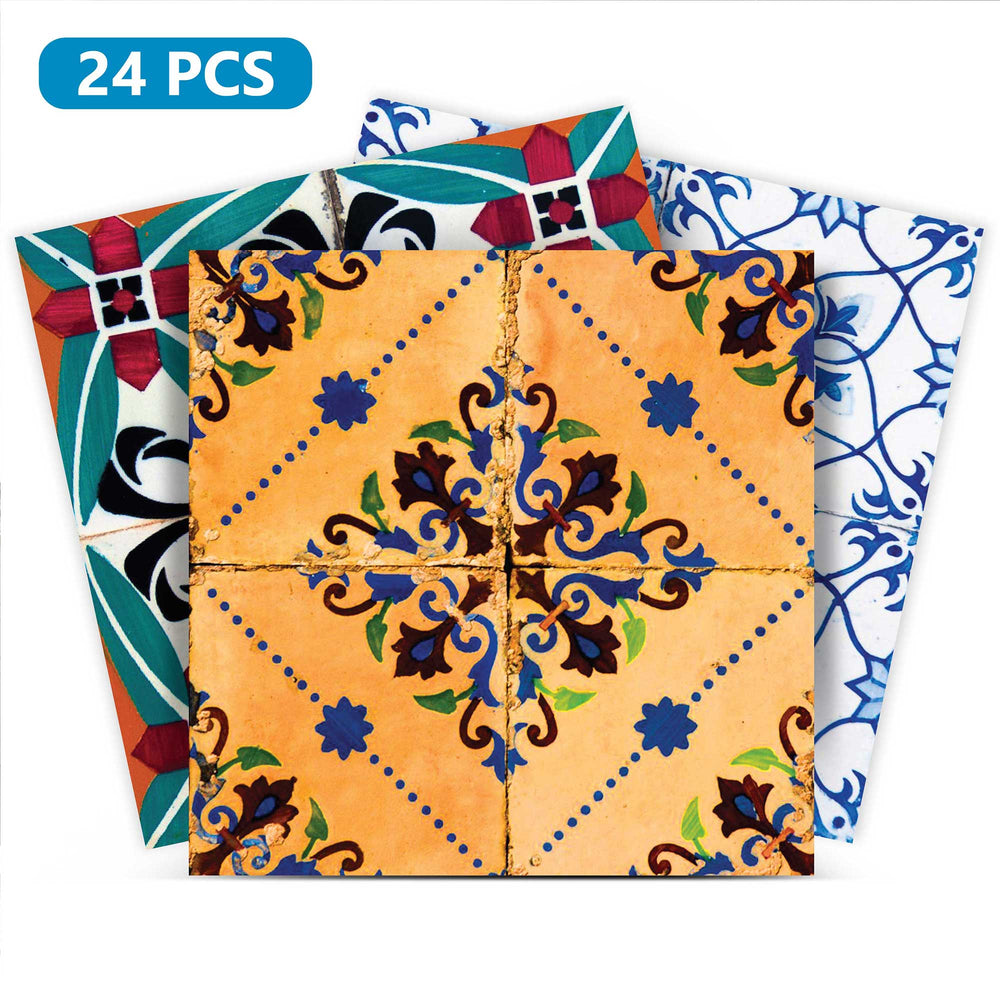 Vintage Mexican Spanish Peel and Stick Tile Stickers multicolor Model - HA3